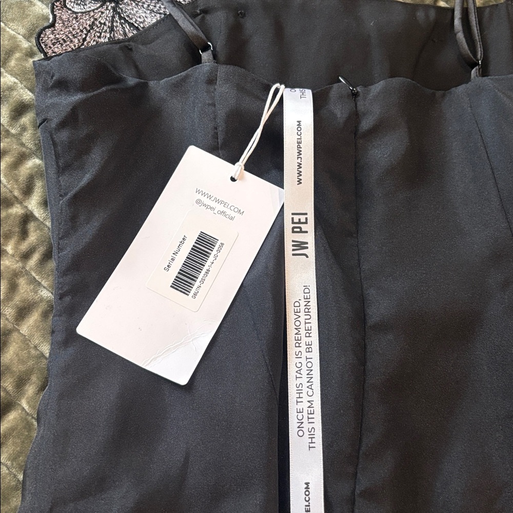 JW PEI Orchid Appliqué Black & Silver Mini Dress - Picture 8 of 8